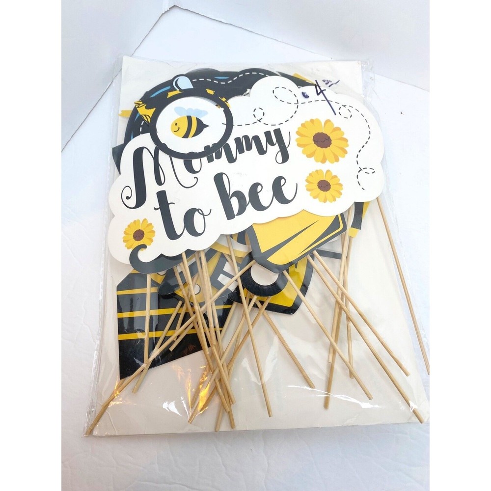 QTY=30: Bumblebee Photo Booth Props Kit, Honey Bee Baby Shower Party Decorations